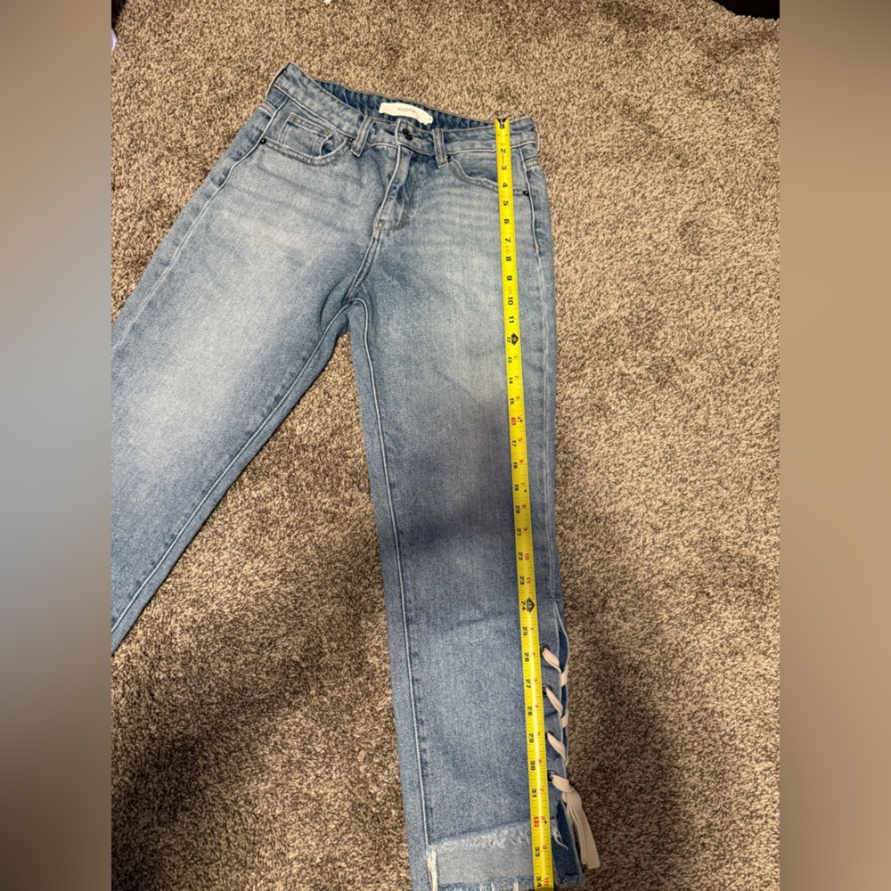 Hidden Lace Up Denim Straight Leg Jeans Size 26 - Picture 12 of 16